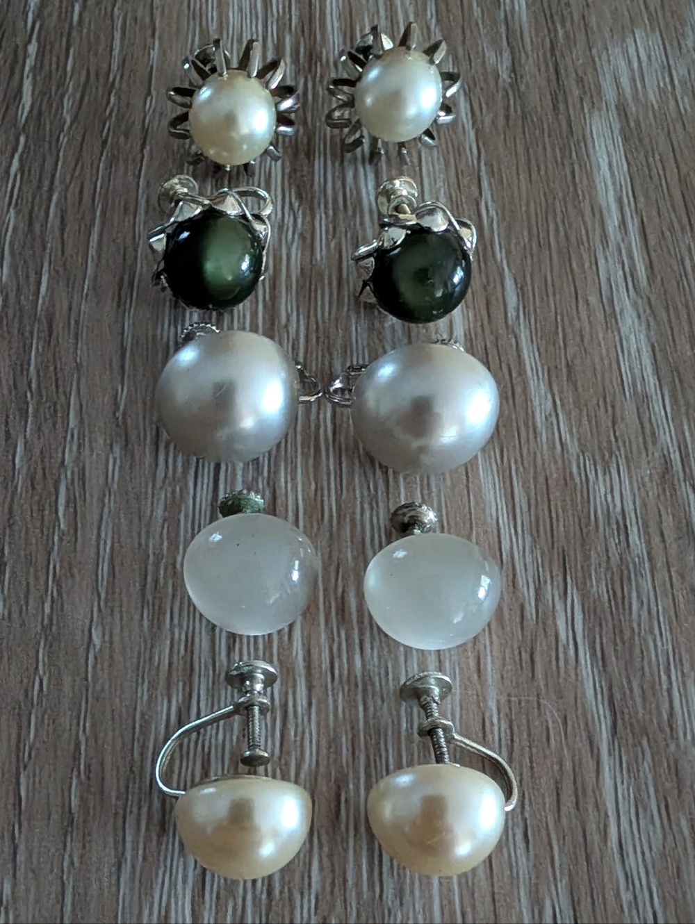 Vintage Screw Back Acrylic Button, Dome Earrings Bundle Of 5 Pairs